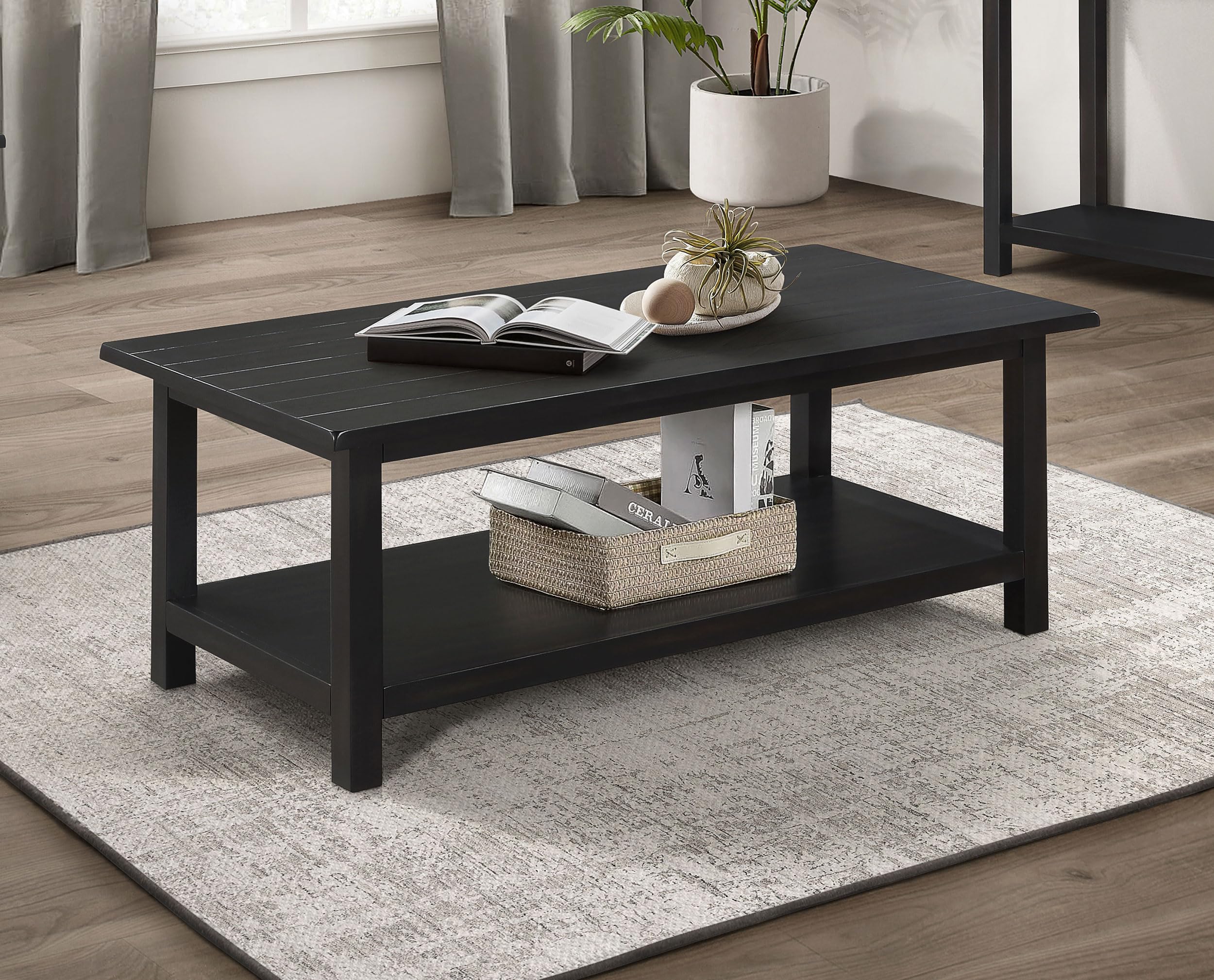 Coaster Home Furnishings Payne Wood Coffee Table with Shelf Java