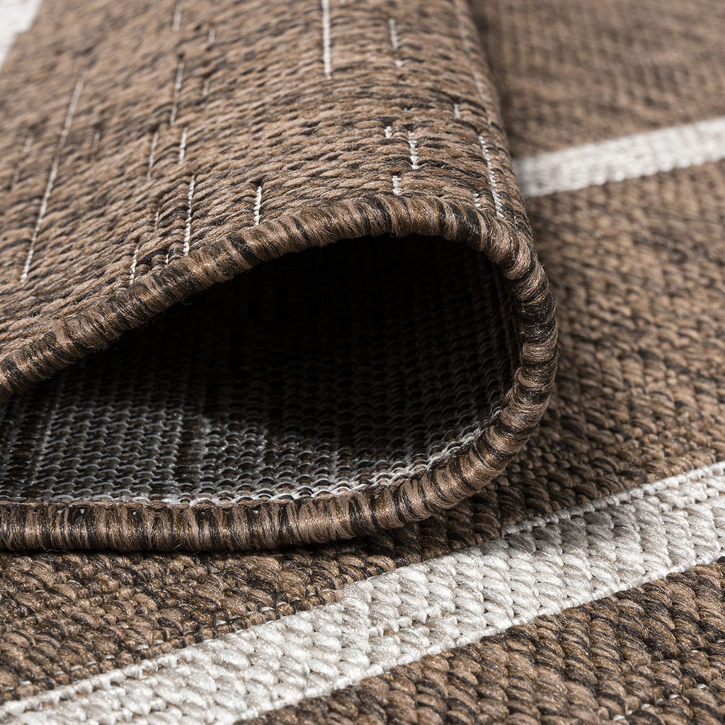 Jonathan Y Smb125B-210 Colonia Berber Stripe Indoor Outdoor Area Rug Bohemian Contemporary Easy Cleaning Bedroom Kitchen Backyard Patio Non Shedding, 2 X 10, Brown/Beige
