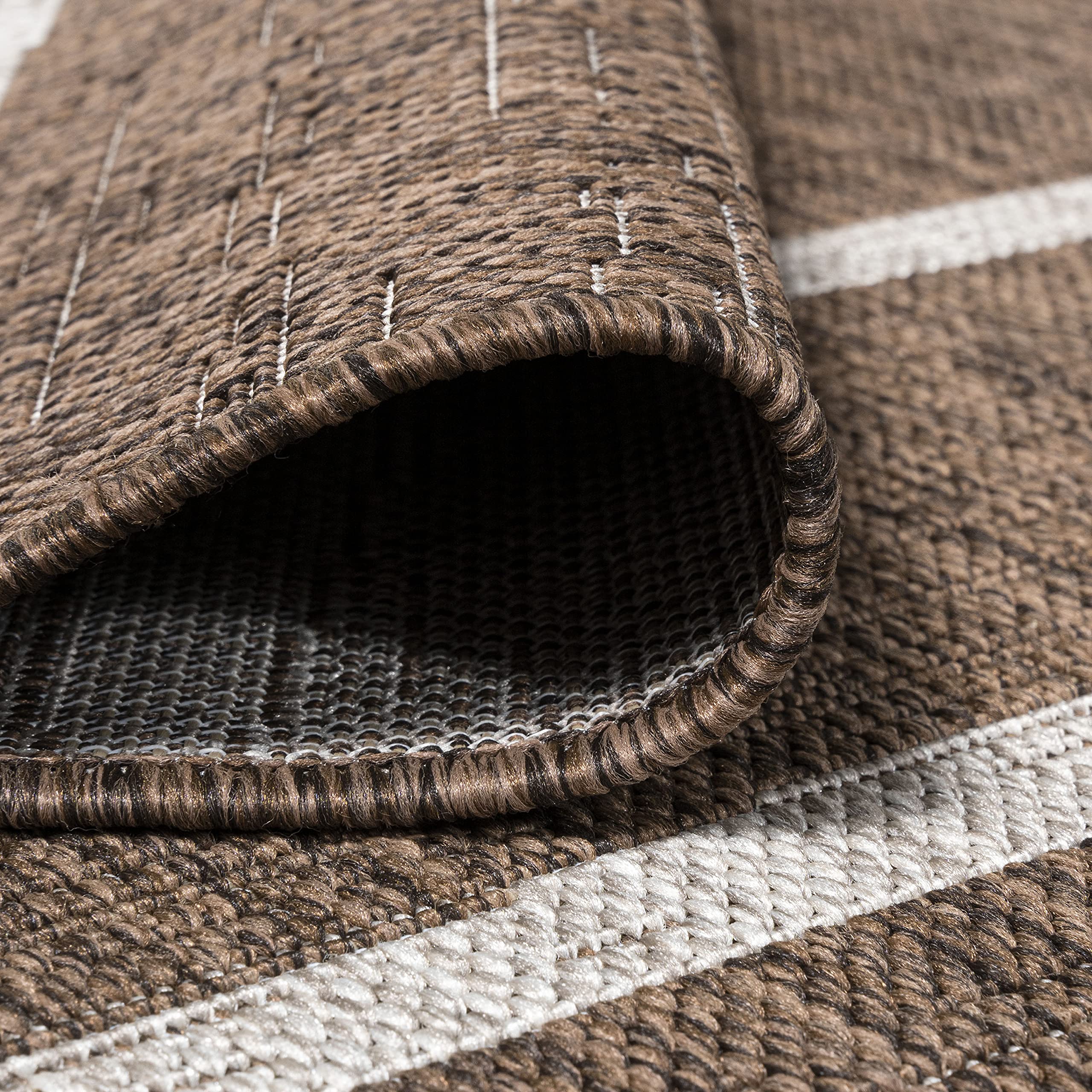 Jonathan Y Smb125B-210 Colonia Berber Stripe Indoor Outdoor Area Rug Bohemian Contemporary Easy Cleaning Bedroom Kitchen Backyard Patio Non Shedding, 2 X 10, Brown/Beige