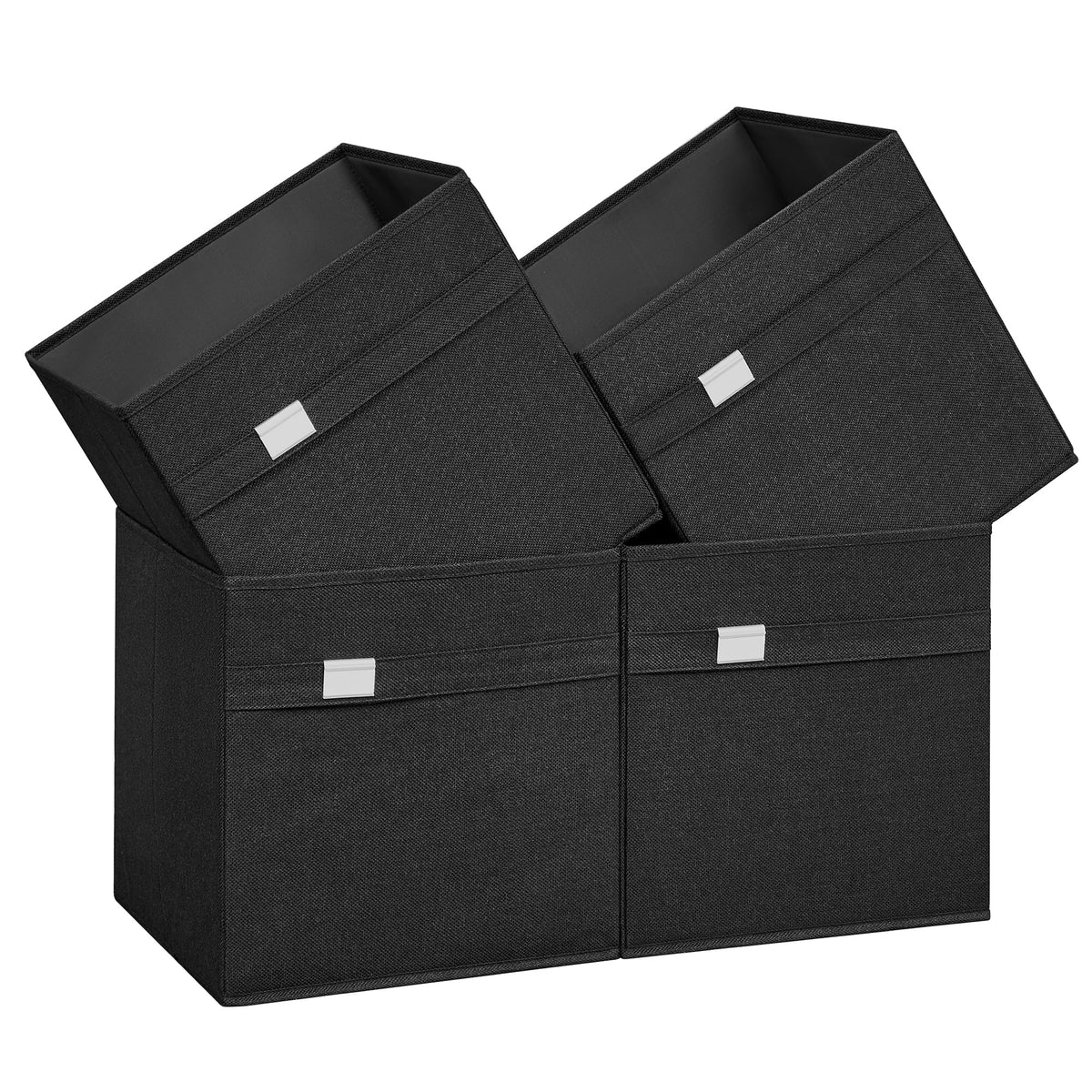 SONGMICS Storage Cubes, Set of 4 Cube Storage Bins, 13 x 13 x 13 Inches, 2 Handles, Oxford Fabric and Linen-Look Fabric, Easy to