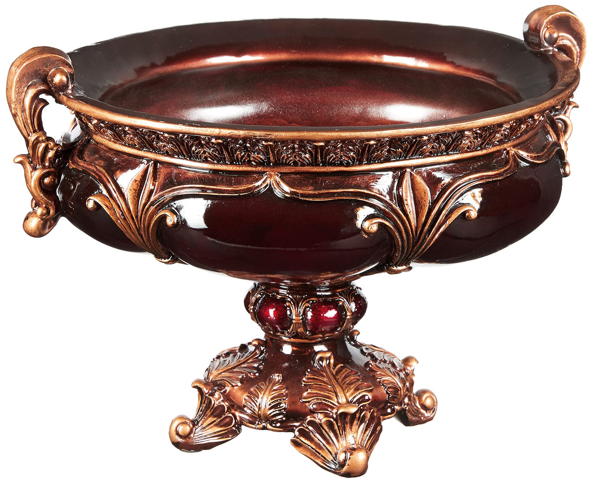 Ok Lighting Ruby Decorative Fruit Bowl, 10.0&quot;, Burgundy