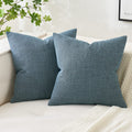 Miulee Pack Of 2 Decorative Throw Pillow Covers Linen Burlap Square Solid Farmhouse Modern Concise Throw Cushion Case Pillowcase For Sofa Car Couch 20X20 Inch Dusty Blue