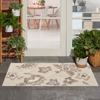 Nourison Aloha Indoor-Outdoor Beige 2'8' X 4' Area Rug, Easy Cleaning, Non Shedding, Bed Room, Living Room, Dining Room, Backyard, Deck, Patio (3X4)