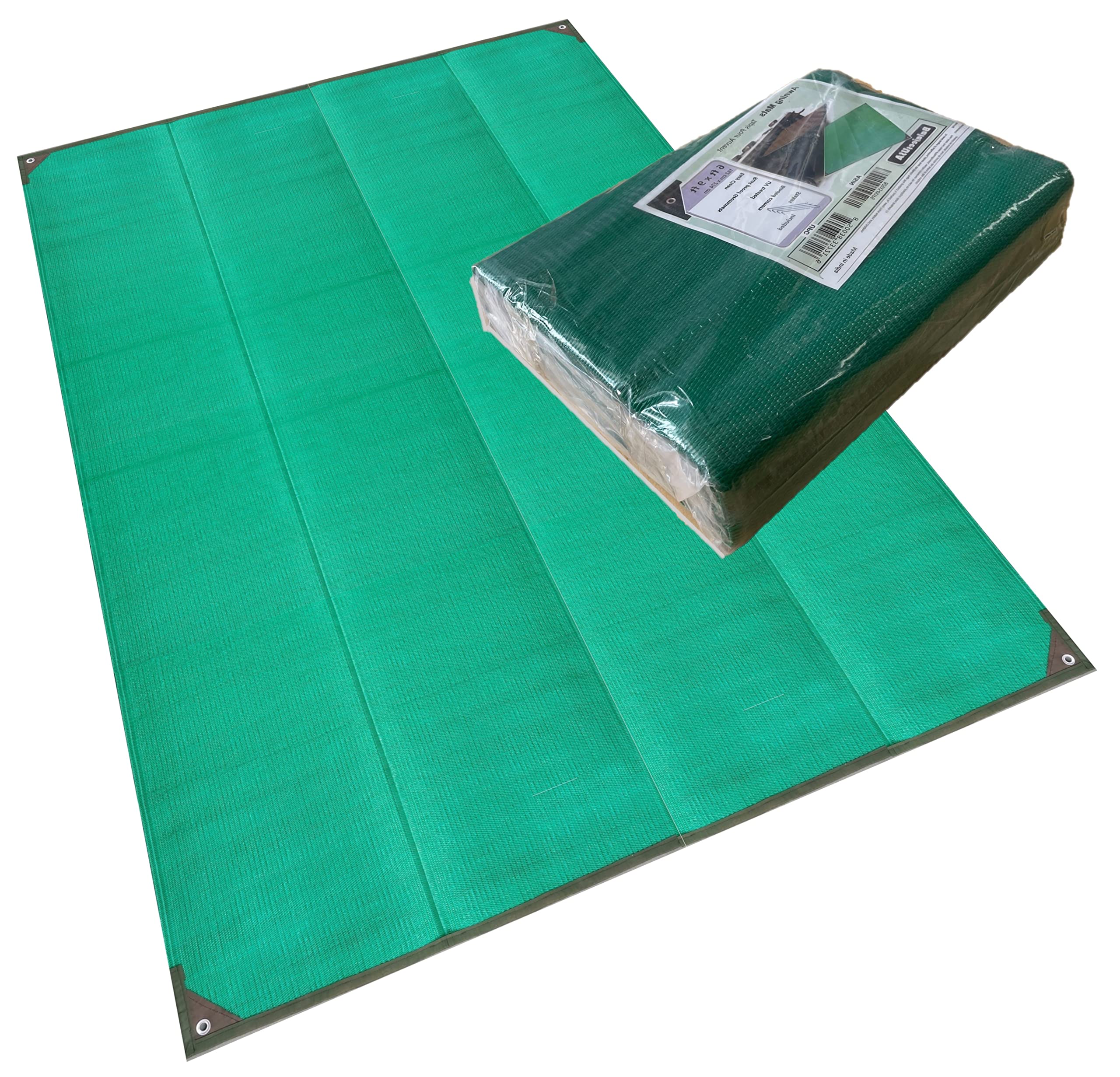Balajeesusa Outdoor Rug - 9X12 Green, Reversible Awning Mats,Outdoor Patio Rugs Clearance, Waterproof Large Rv Camper Rug 7223