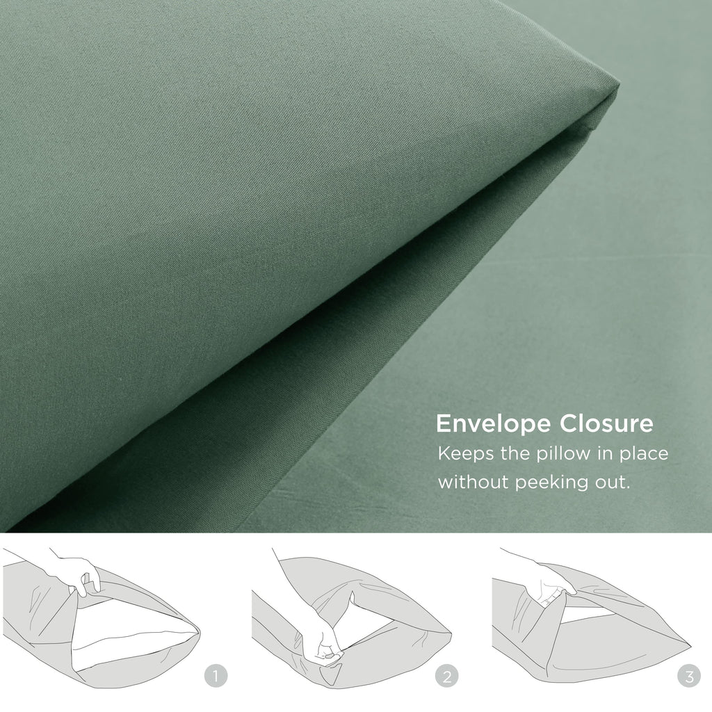 Bedsure Queen Pillowcases Set Of 2 - Iceberg Green Pillow Cases Queen Size 2 Pack 20 X 30 Inches, Brushed Microfiber, Pillow Case Covers With Envelop Closure