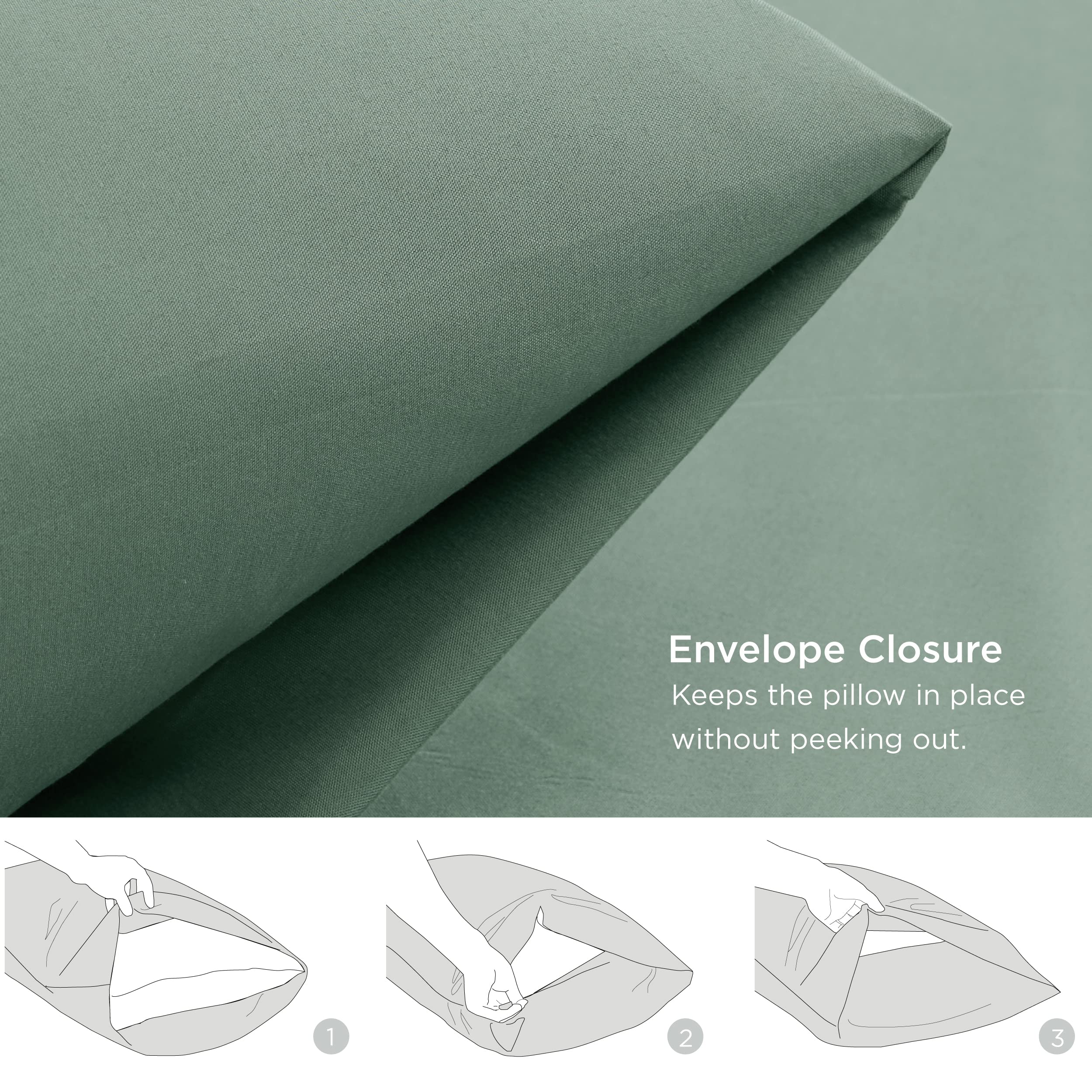 Bedsure Queen Pillowcases Set Of 2 - Iceberg Green Pillow Cases Queen Size 2 Pack 20 X 30 Inches, Brushed Microfiber, Pillow Case Covers With Envelop Closure