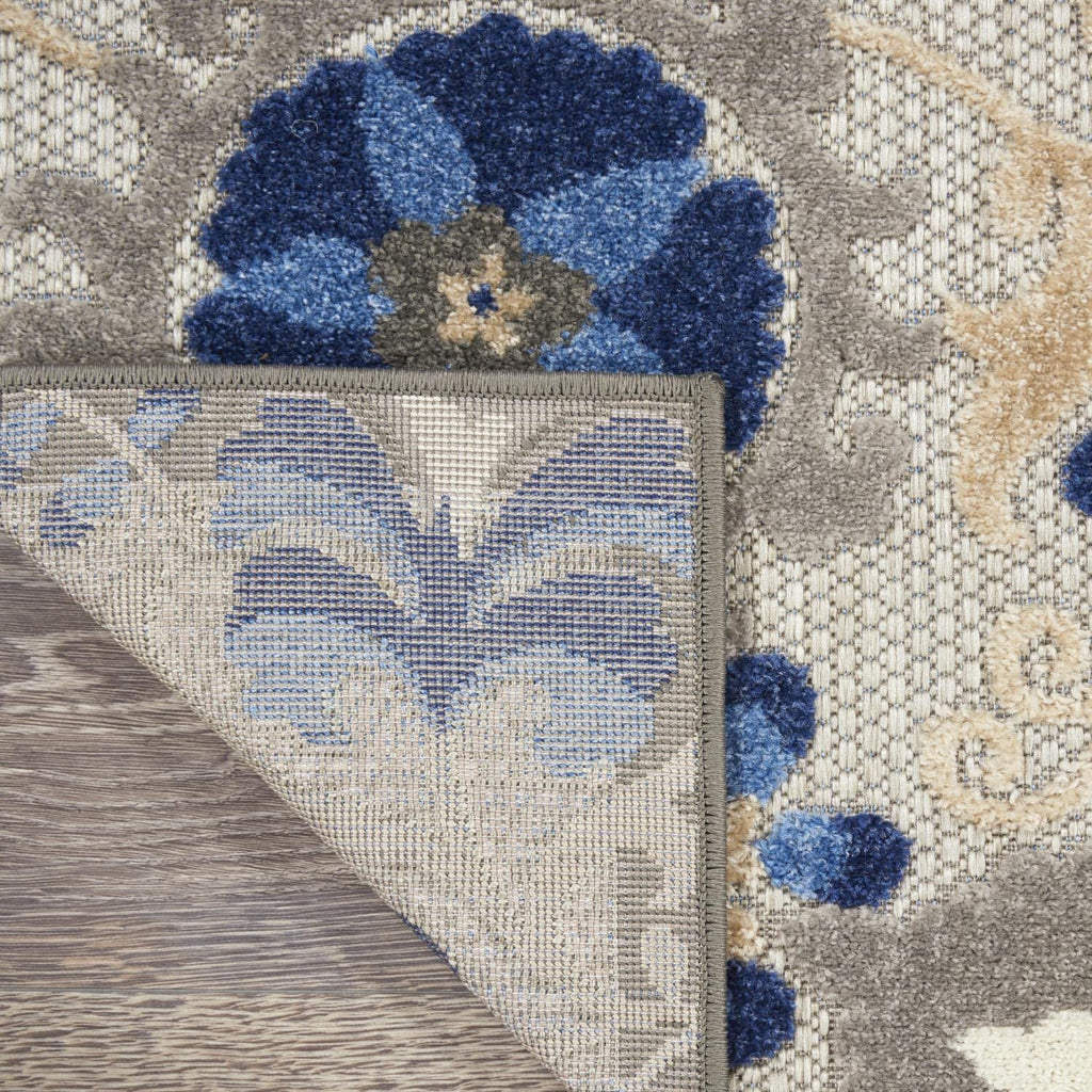 Nourison Aloha Indoor/Outdoor Natural/Blue 9'6' X 13' Area -Rug, Easy -Cleaning, Non Shedding, Bed Room, Living Room, Dining Room, Deck, Backyard, Patio (10X13)