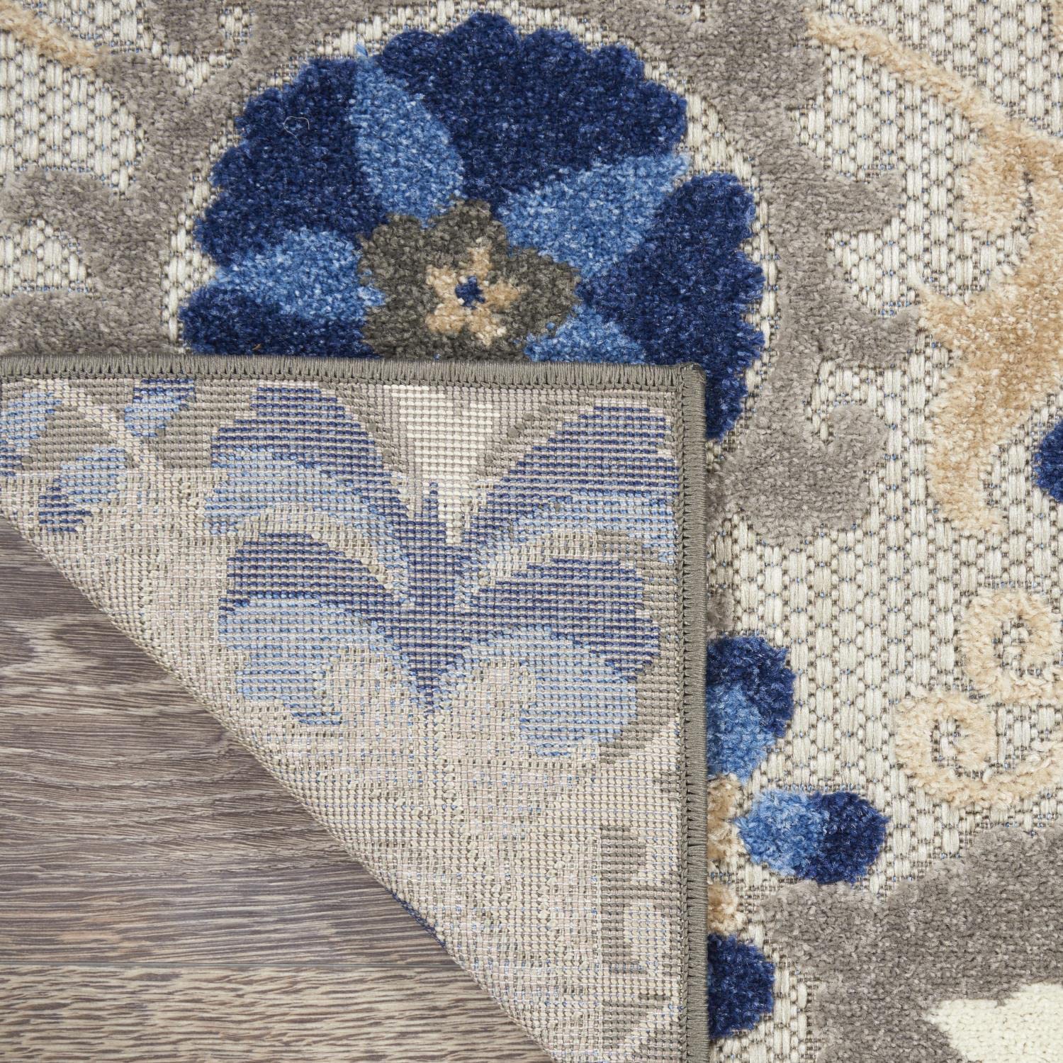 Nourison Aloha Indoor/Outdoor Natural/Blue 9'6' X 13' Area -Rug, Easy -Cleaning, Non Shedding, Bed Room, Living Room, Dining Room, Deck, Backyard, Patio (10X13)