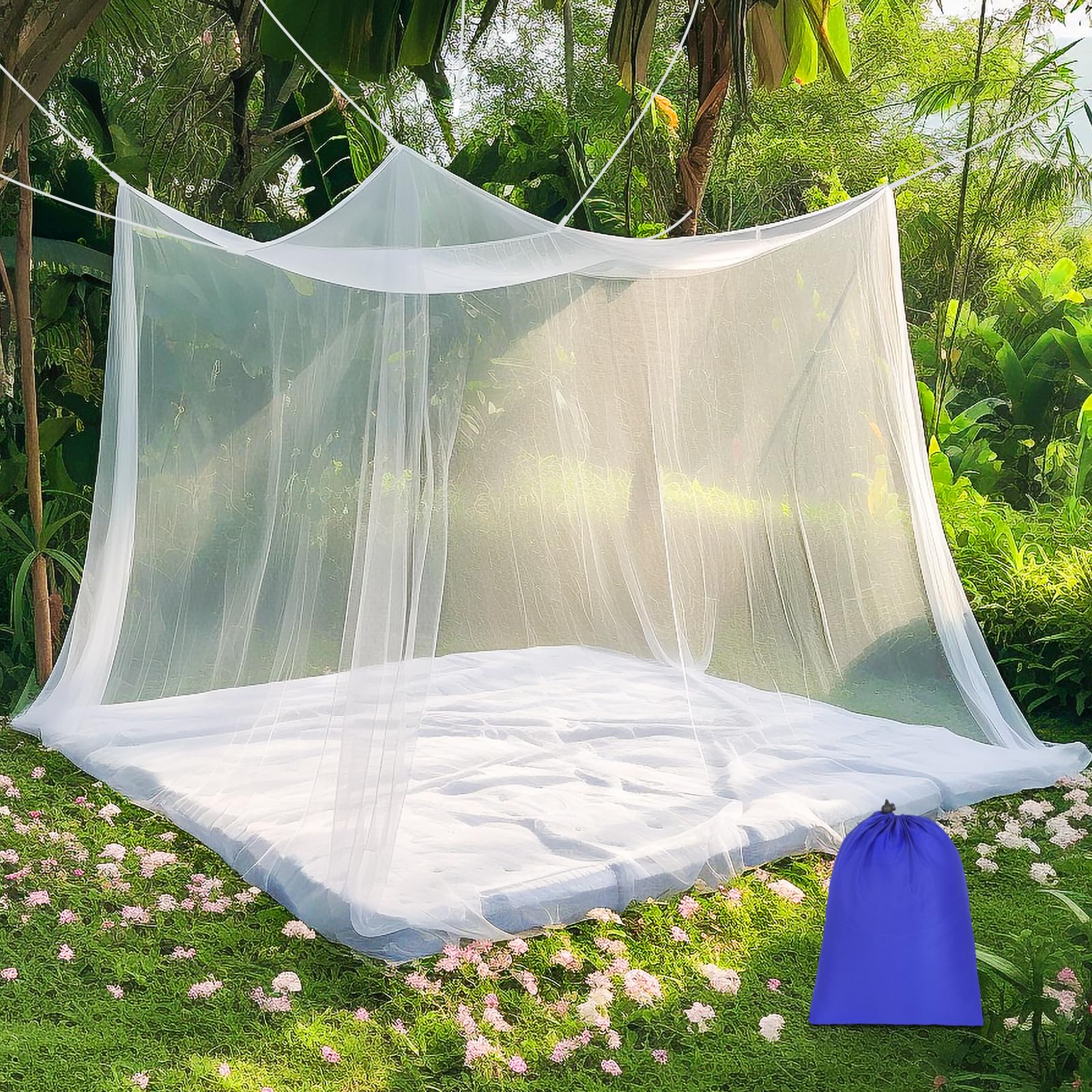 Sublaga Mosquito Net For Bed, Large White Bed Canopy For Girls, Hanging Bed Net, Ideal For Bedroom Decorative, Travel With Stora