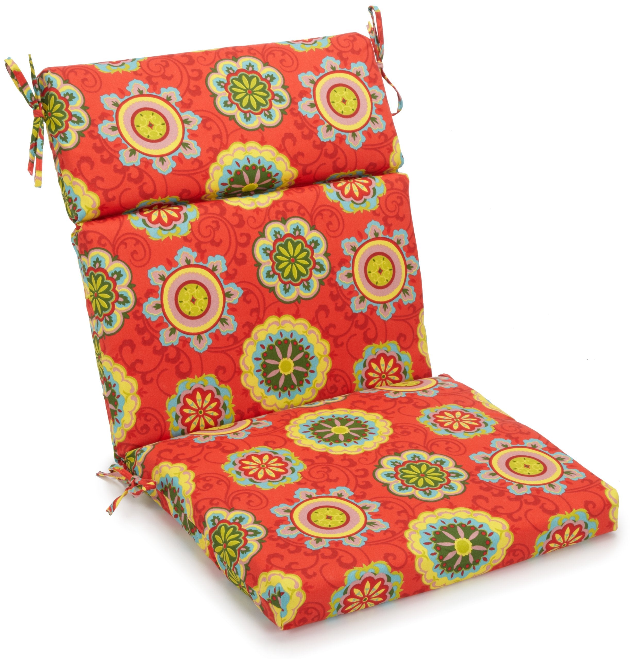 Blazing Needles Outdoor Spun Poly 22-Inch By 45-Inch By 3-1/2-Inch 3-Section Chair Cushion, Farrington Terrace Granadine