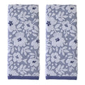 SKL Home Floral Jacquard 100% Cotton 2pc Hand Towel Set, Reversible & Decorative for Bath/Kitchen/Bar & Gift, Twilight