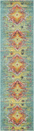 Unique Loom Vita Collection Over-Dyed Southwestern Tribal Vintage Area Rug, Runner 2 7 x 10 0, Turquoise/Yellow