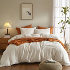 Se Softexly Muslin Duvet Cover California King Size, 100% Washed Cotton Duvet Cover Set, Ultra Soft Comforter Cover Linen Like,