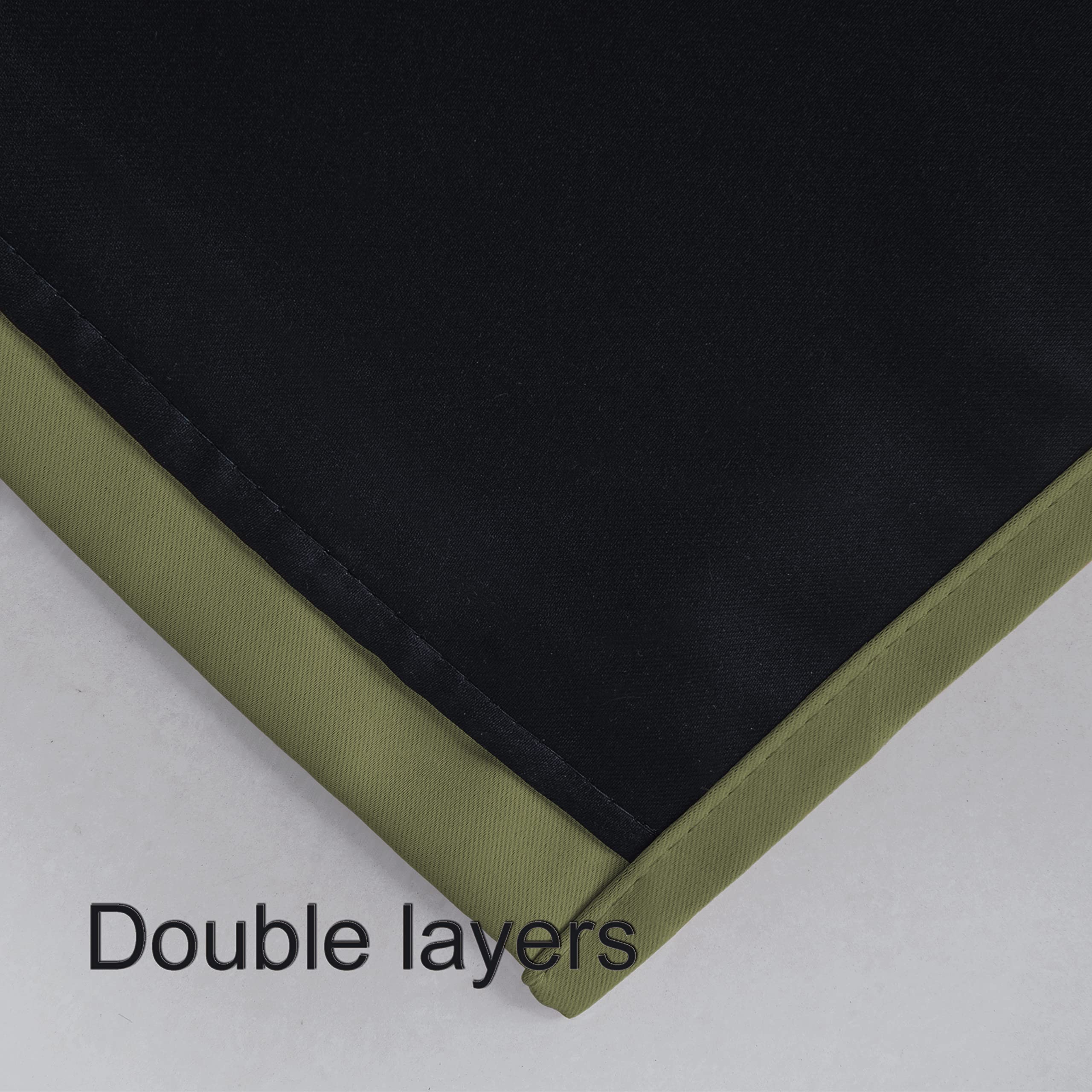 Lemomo 100% Blackout Curtains 52 X 84 Inch/Olive Green Curtains 2 Panels With Black Lining Room Darkening Thermal Insulated Bedr