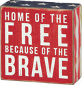Primitives by Kathy 23148 Patriotic Box Sign, 4 x 4, Home Of The Free