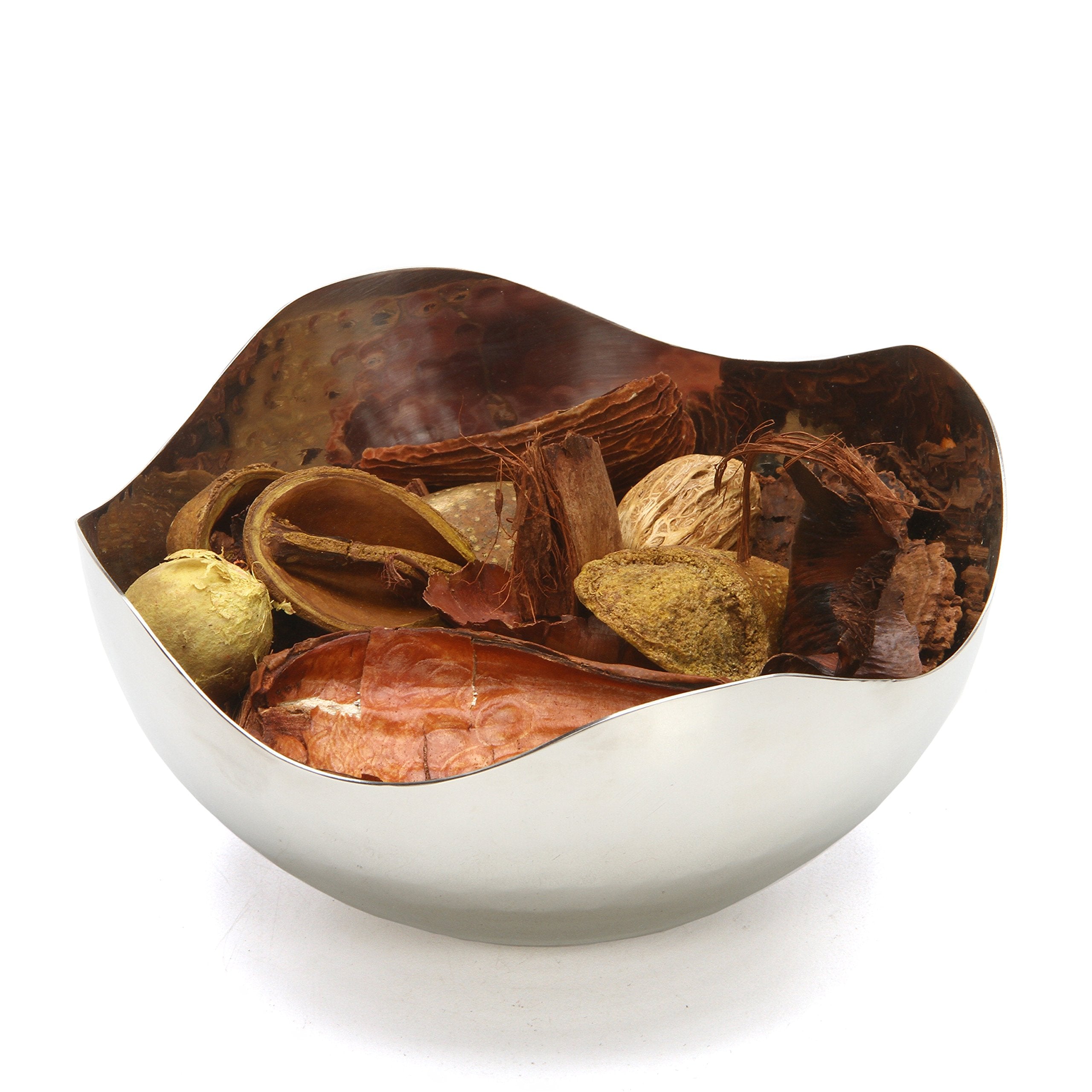 Hosley 10'' Long Silver Finish Metal Bowl Modern Elegance For Serving And Decor Contemporary Accent For Stylish Homes Sophistica