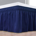 Biscaynebay Wrap Around Bed Skirts For King & Cal King Beds 15' Drop, Navy Adjustable Elastic Dust Ruffles Easy Fit Wrinkle & F