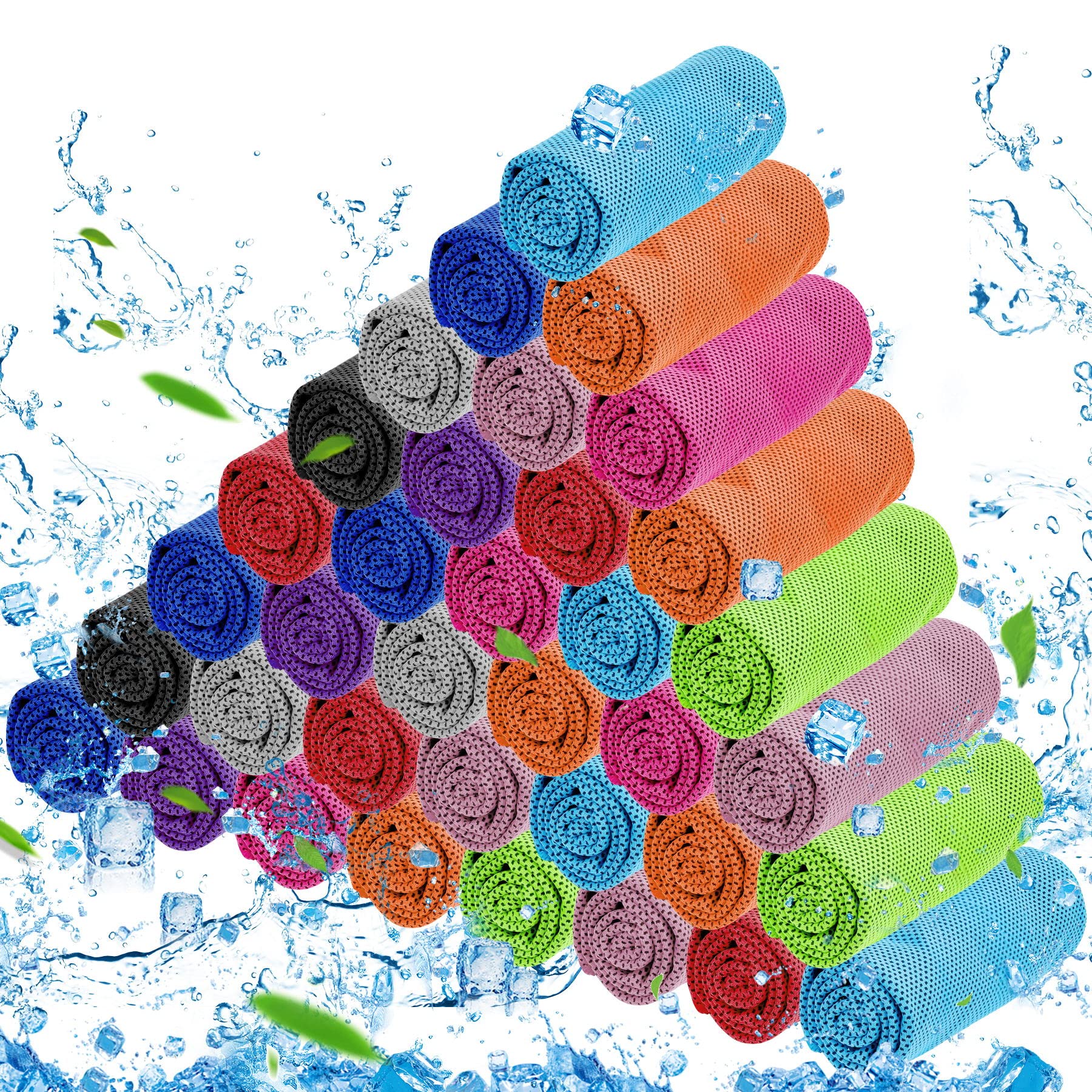 MENOLY 50 Pack Cooling Towel Workout Towel Ice Towel for Neck[32x12], Microfiber Towel Soft Breathable Chilly Towel for Sports, 
