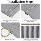 Fmfunctex Linen Pinch Pleated Curtains 84 Inches Long For Living Room, Dove Grey Semi Sheer Pleat Drapes For Bedroom With Hooks,