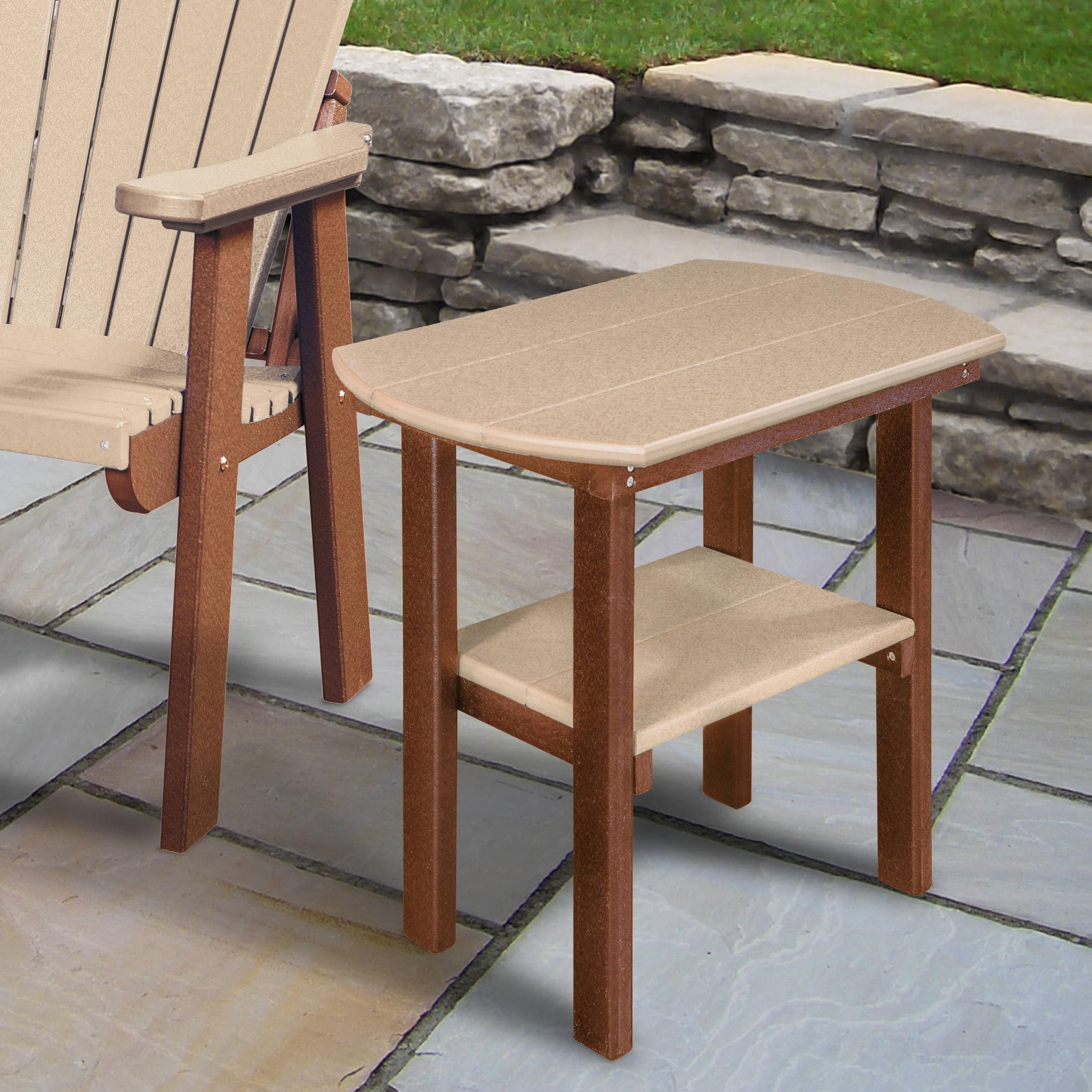 American Furniture Classics 525WWTB Oval End Table, Weatherwood and Tudor Brown