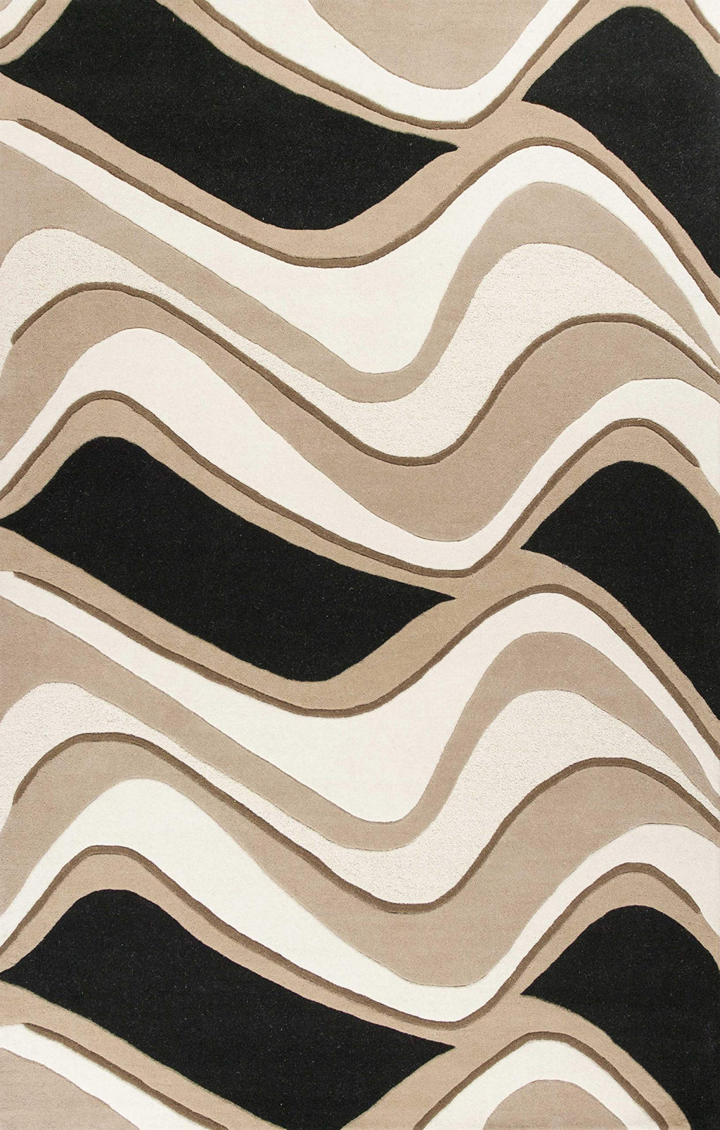 HomeRoots Decor 27-inch X 45-inch Wool Black/Beige Area Rug
