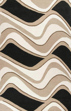 HomeRoots Decor 27-inch X 45-inch Wool Black/Beige Area Rug