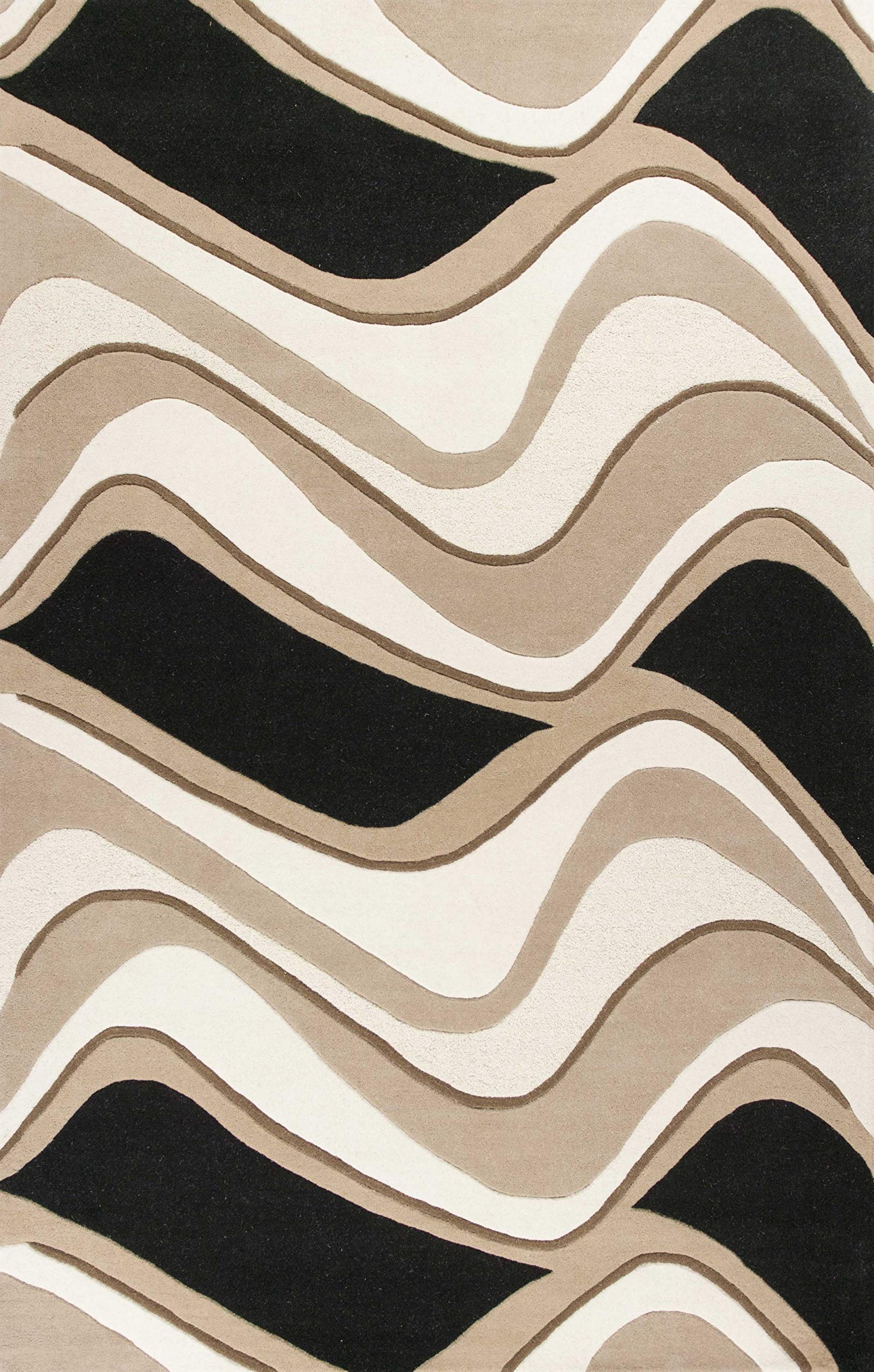HomeRoots Decor 27-inch X 45-inch Wool Black/Beige Area Rug