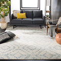 SAFAVIEH Adirondack Collection Area Rug - 8 x 10, Ivory & Light Blue, Modern Diamond Distressed Design, Non-Shedding & Easy Ca