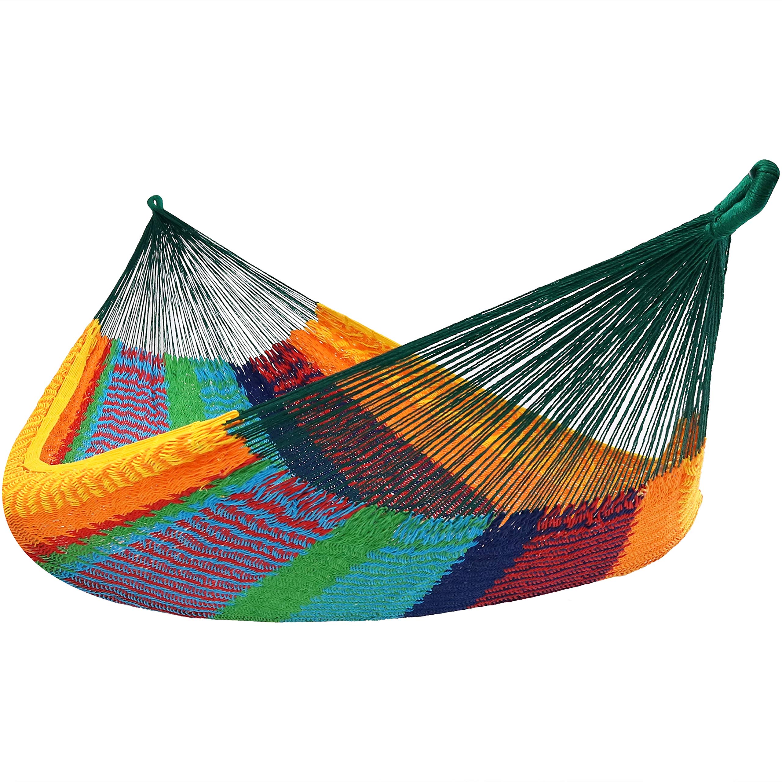 Sunnydaze Handwoven XXL Thick Cord Mayan Family Hammock for Outside - 625-Pound Capacity - Multicolor