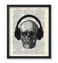 Poster Master Dictionary Art Poster - Skull with Headphone Print - Skull Art - Music Art - Gift for Him, Her, Musician - Goth De