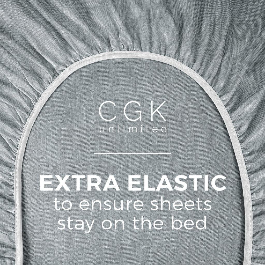 Full Size Fitted Bed Sheet - Hotel Luxury Single Fitted Sheet Only - Fits Mattress Up To 16 - Extra Soft, Wrinkle Free, Breathable Sheet - Bottom Fitted Sheet - Heathered Blue Single Fitted Sheet Only