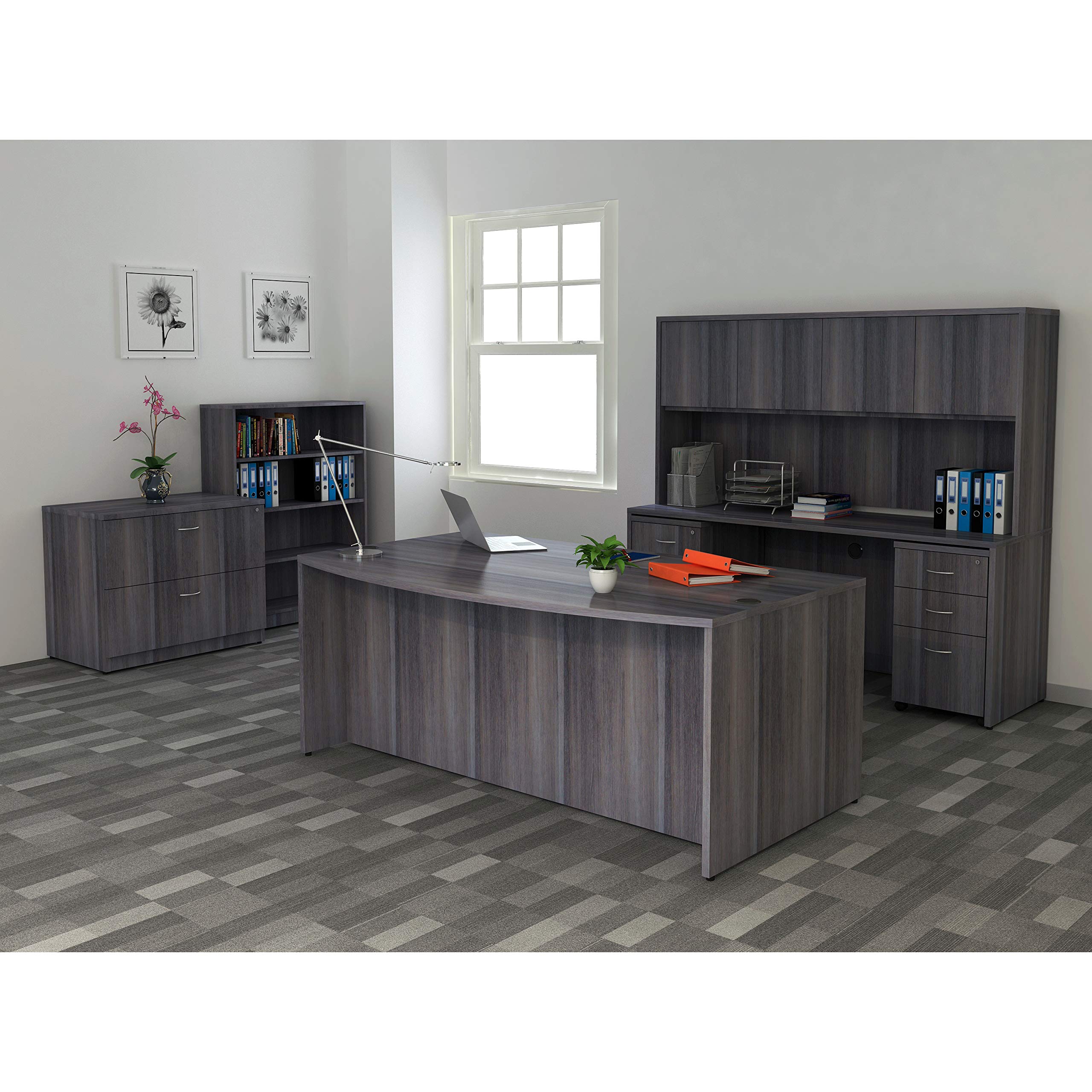 Lorell, LLR69548, Weathered Charcoal Laminate Desking Desk Shell, 1 Each