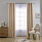Nicetown Room Darkening Grommet Panels - (52 Inches Width, Biscotti Beige, 1 Pair) Extra Long Curtains 120 Inches Long, Privacy