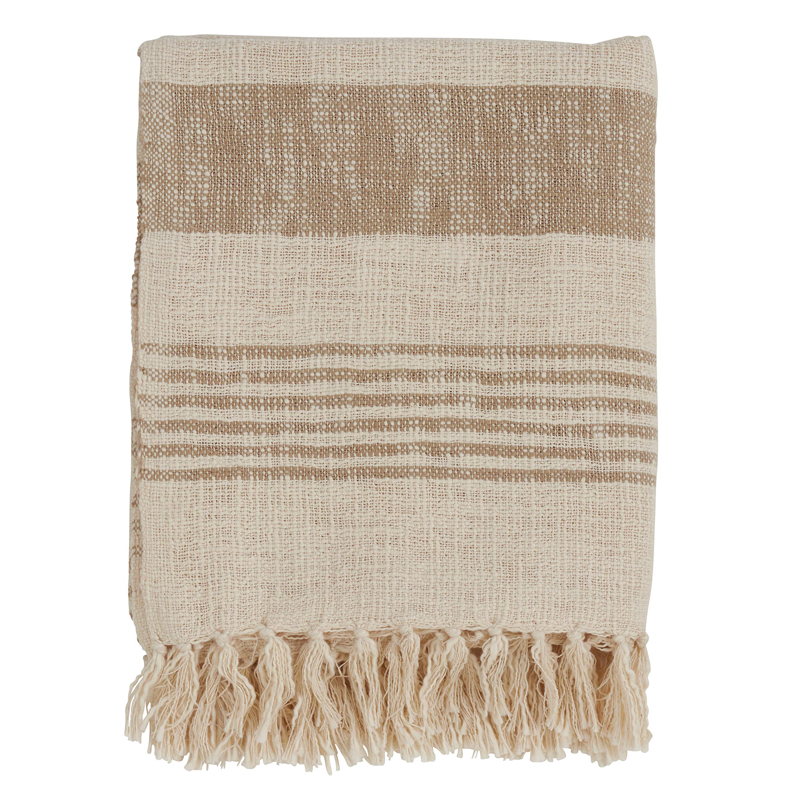 Saro Lifestyle Striped Cotton Throw With Tasseled Trim