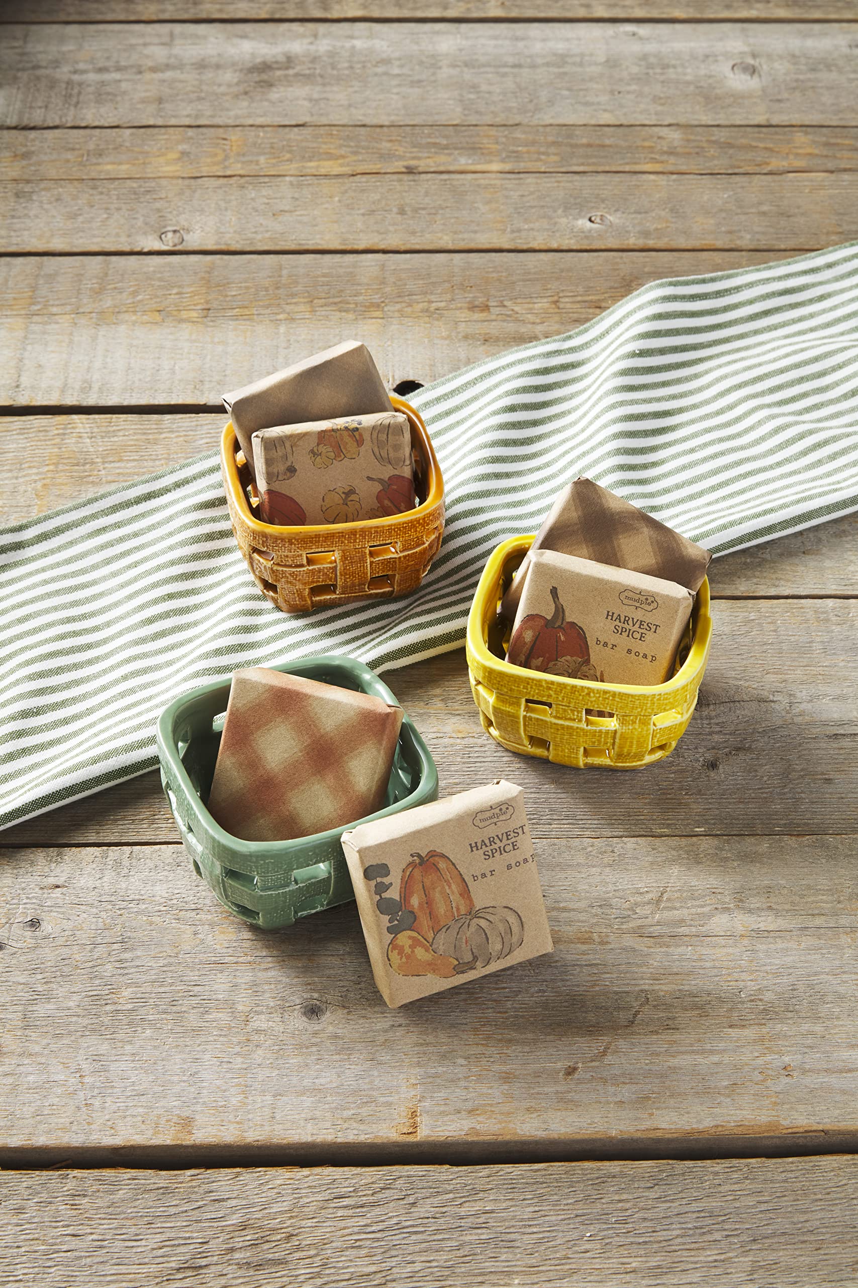 Mud Pie Gather Soap And Holder Set, Yellow