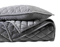 Vera Wang - King Quilt Set, Luxurious Velvet Bedding With Matching Shams, Lightweight Home Decor (Diamond Velvet Charcoal Grey,