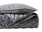 Vera Wang - King Quilt Set, Luxurious Velvet Bedding With Matching Shams, Lightweight Home Decor (Diamond Velvet Charcoal Grey,