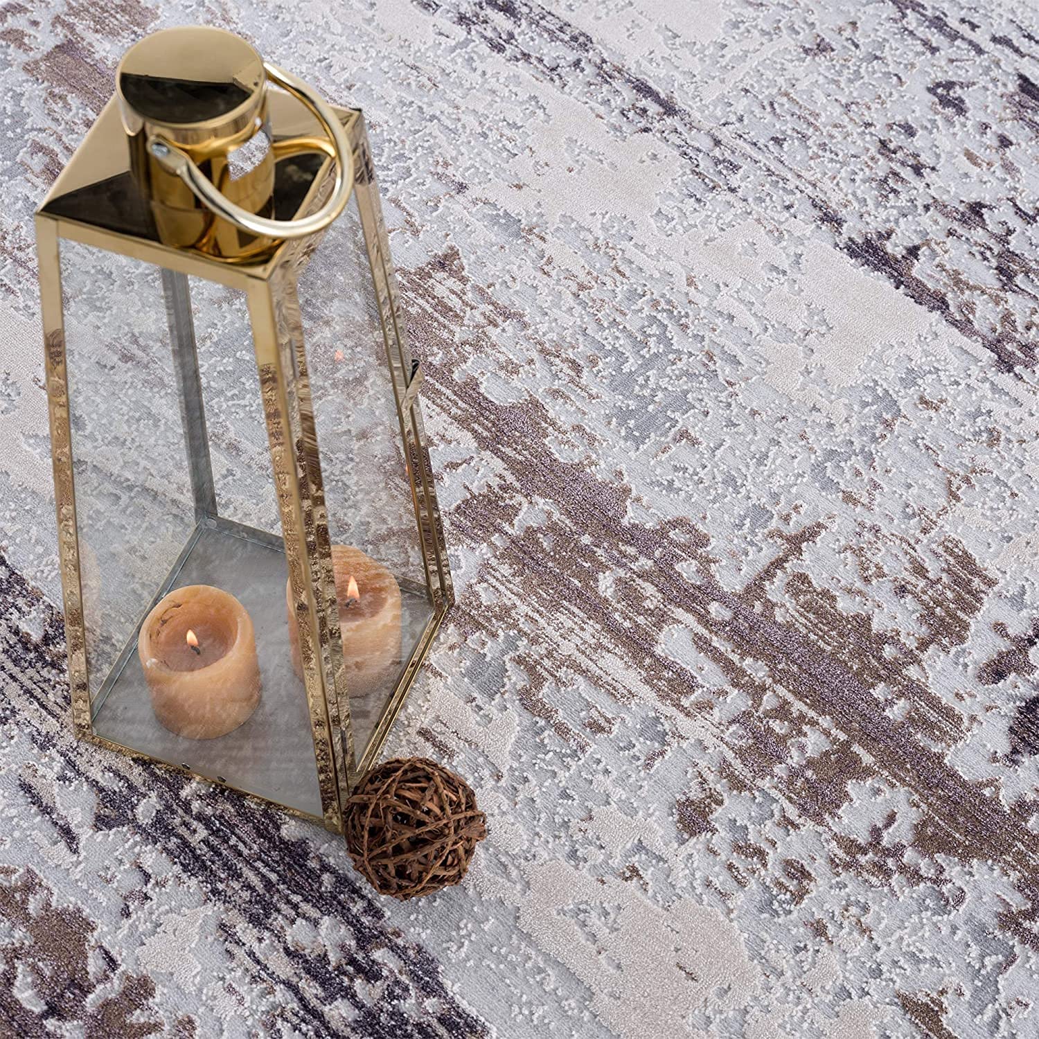 HomeRoots 100% High Grade Polypropylene 8â€ x 11â€ Violet Abstract Striations Area Rug