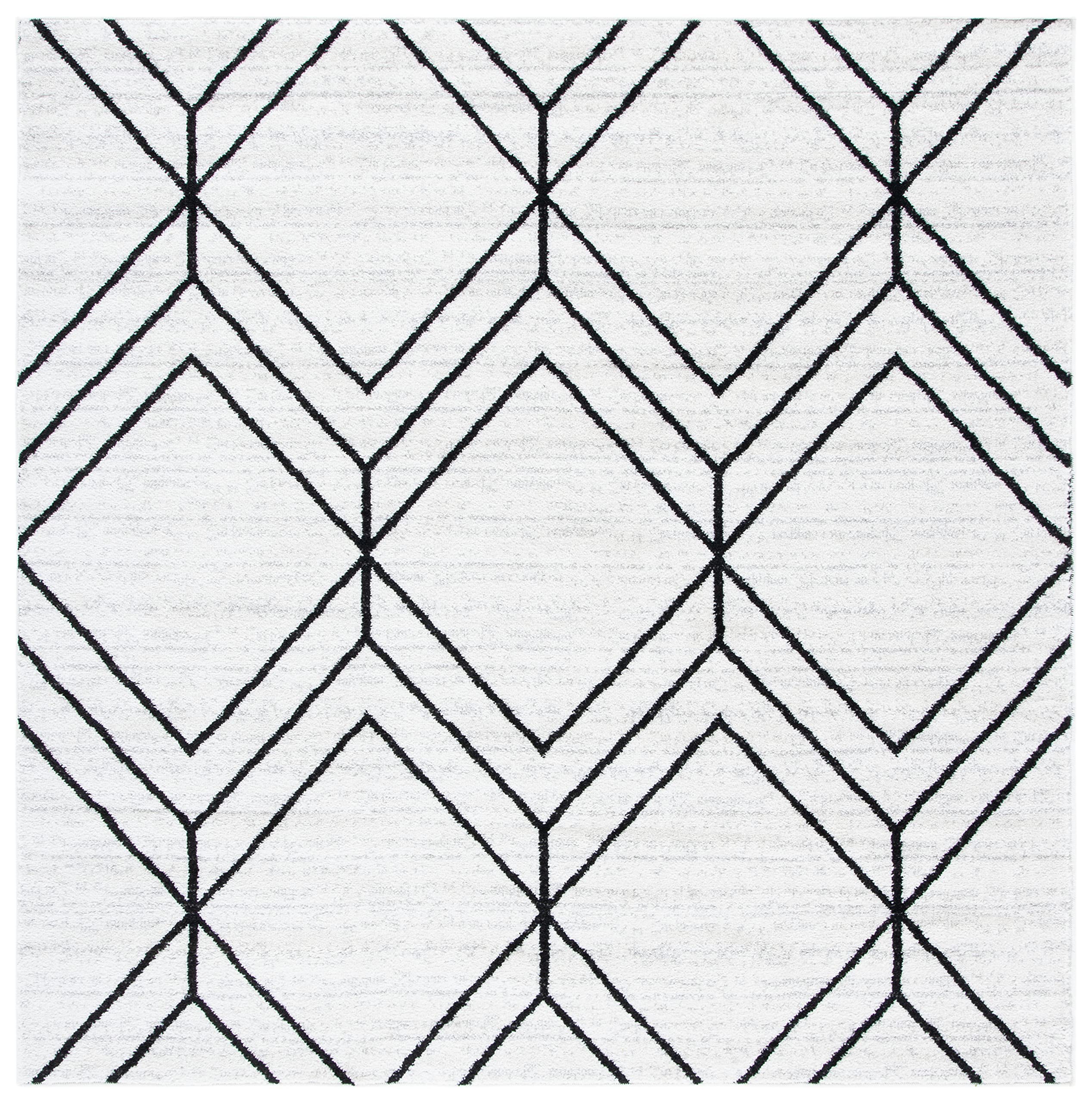 SAFAVIEH Adirondack Collection Area Rug - 6 Square, Ivory & Black, Modern Geometric Design, Non-Shedding & Easy Care, Ideal for