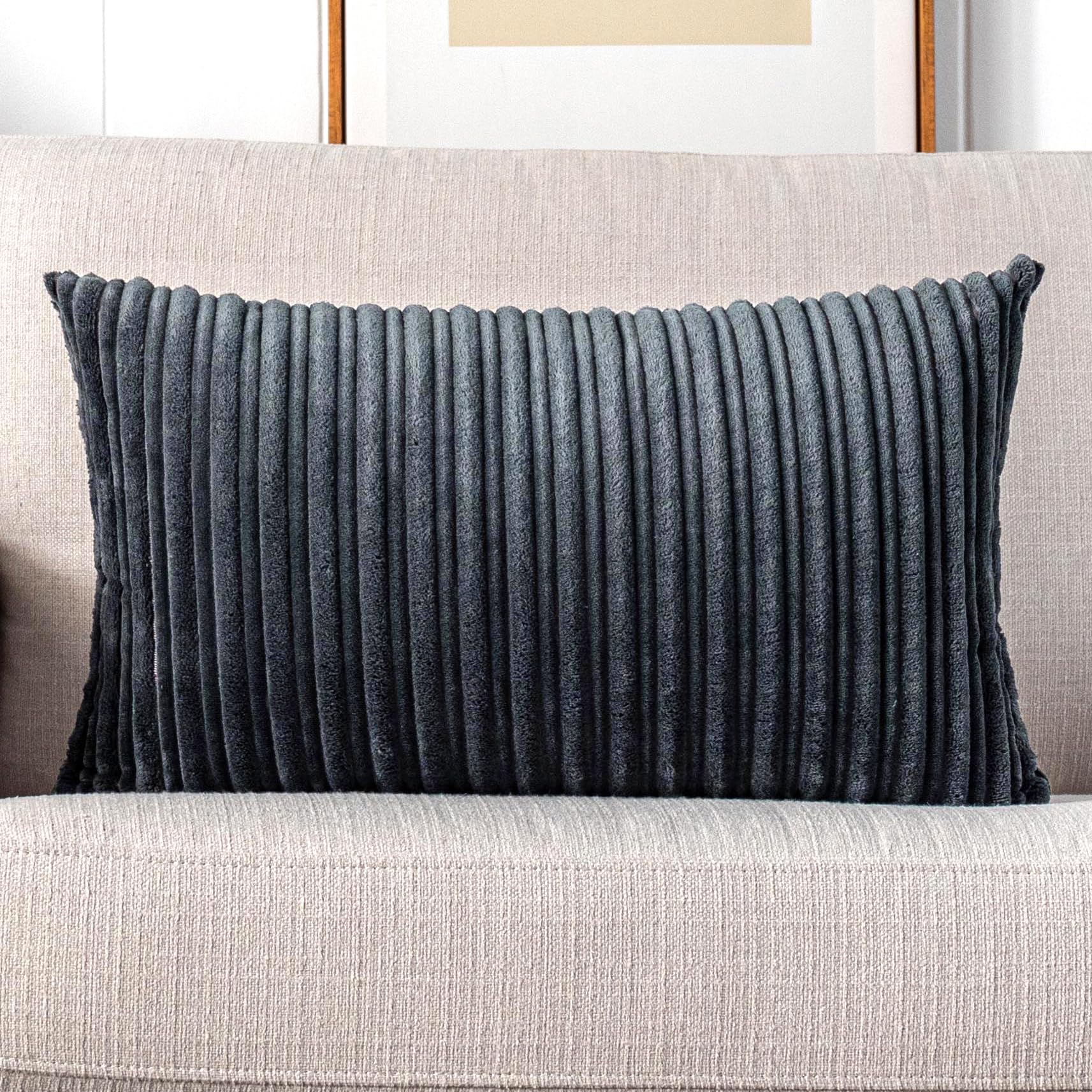 Ugasa Velvet Pillow Covers Striped Decorative Throw Pillow Cover Cushion Case With Hidden Zipper For Home Couch/Bedroom/Car, Sof
