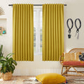 SHINELAND Yellow Blackout Curtains 63 Inch Length for Kids Bedroom 2 Panels Set,Back Tab Rod Pocket Room Darkening Blacked Out C