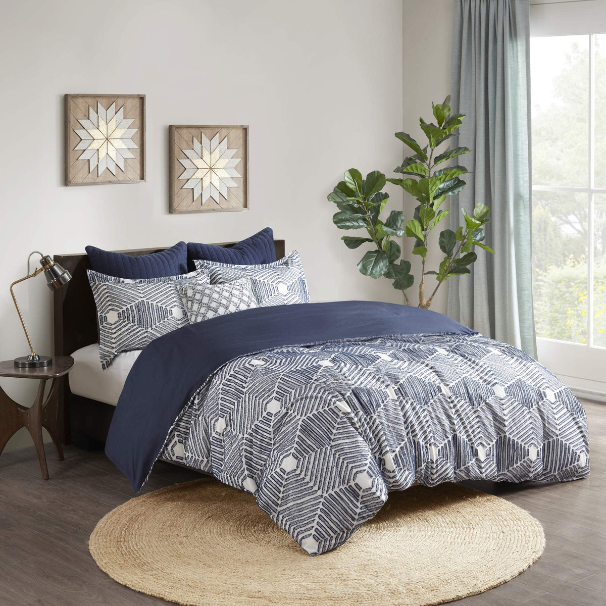 Ink+Ivy Ellipse 100% Cotton Duvet Set Jacquard Geometric Design, All Season Comforter Cover Bedding Set, Matching Shams, King/Ca