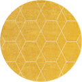 Unique Loom Trellis Frieze Collection Area Rug - Geometric (6 Round, Yellow/ Ivory)