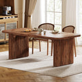 Tribesigns Modern Dining Table For 6 People, 63-Inch Dark Brown Kitchen Table With Double Robust Pedestal, Long Rectangle Wood D