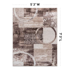 Rugshop Contemporary Abstract Circle Design Soft Area Rug 5'3'' X 7'3'' Brown