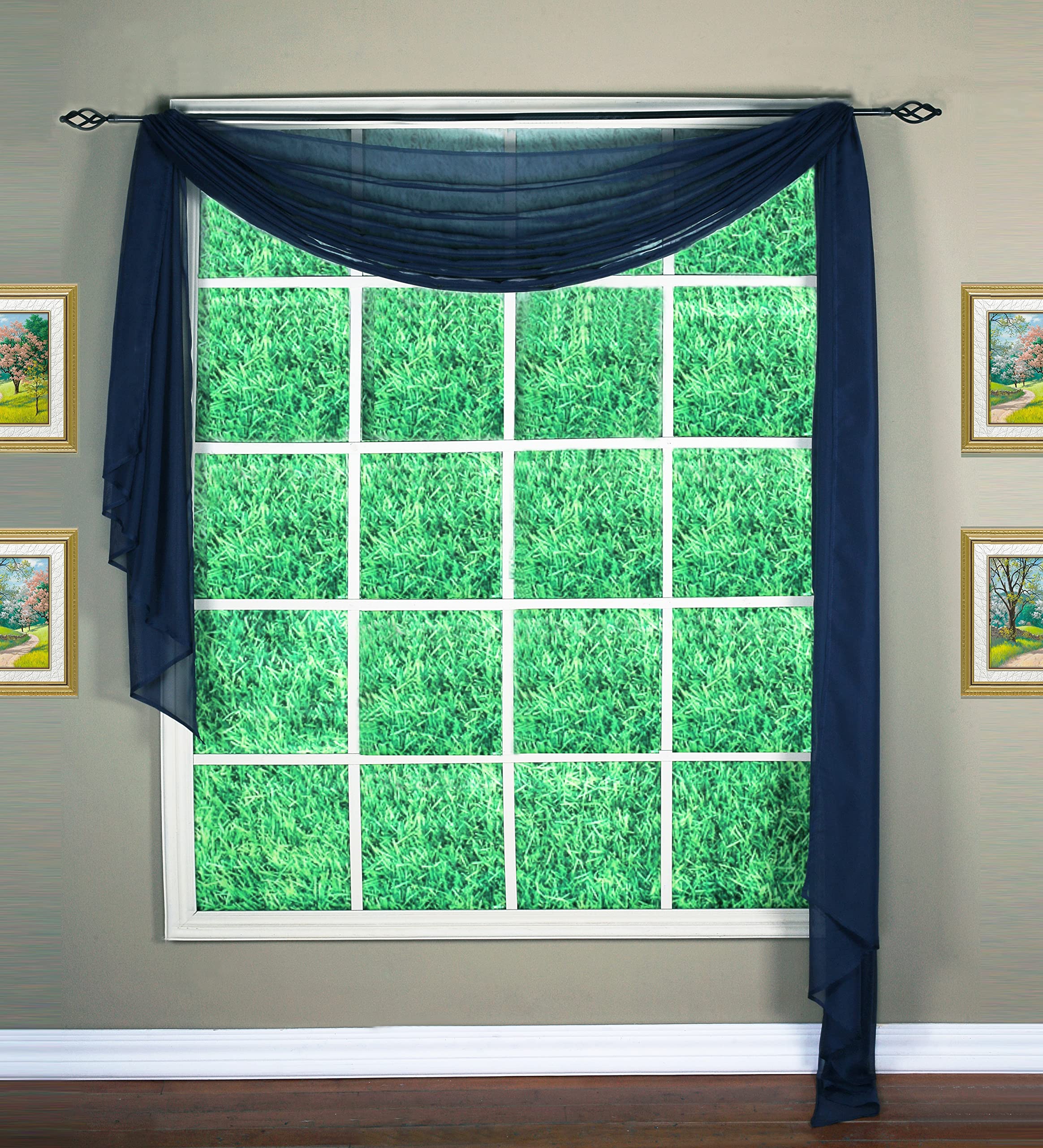 Today'S Curtain Emelia Original Voile Scarf 216', Navy, 45' W X 216' L