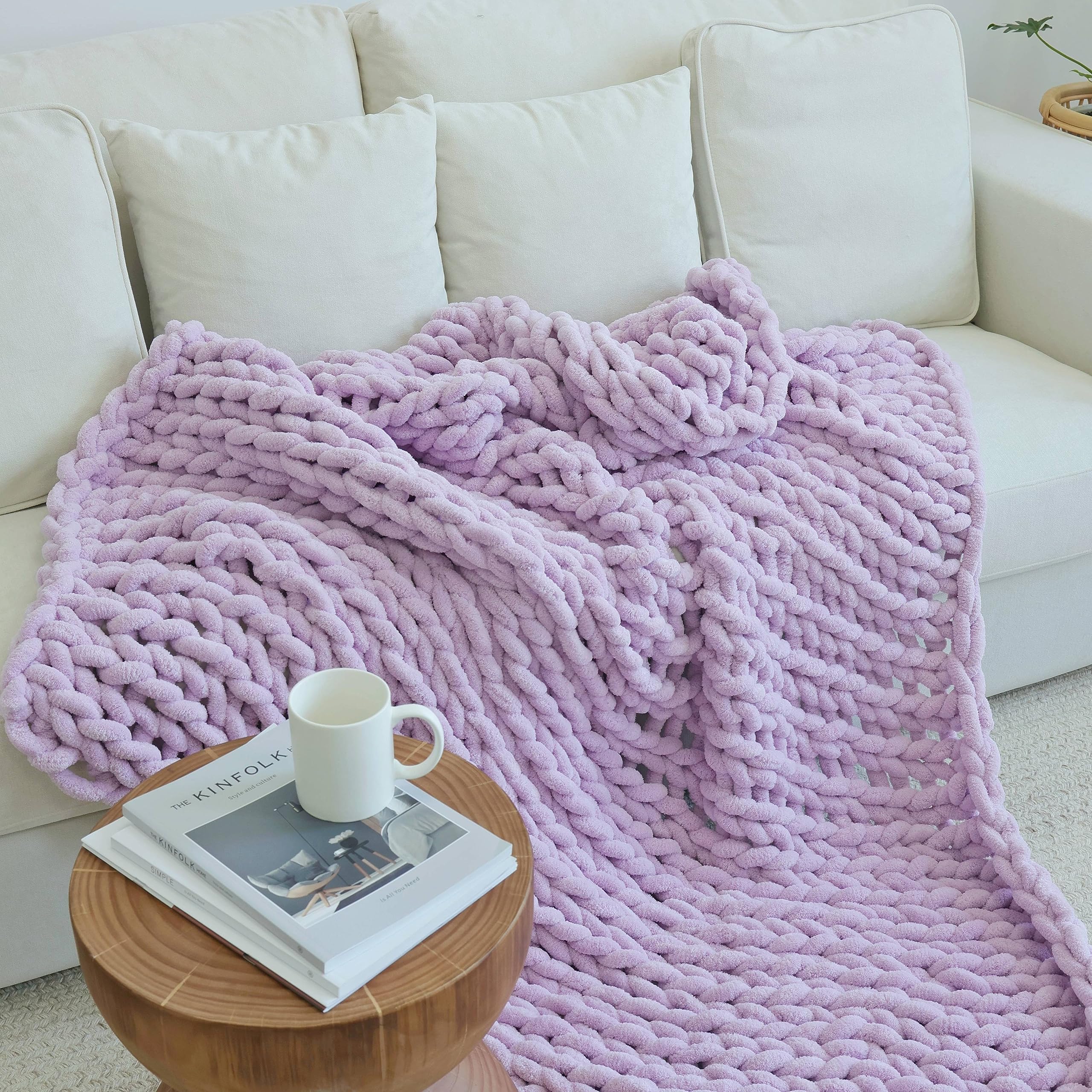 Maetoow Chenille Chunky Knit Blanket Throw (30  40 Inch, Handmade Warm & Cozy Blanket Couch, Bed, Home Decor, Soft Breathable Fl