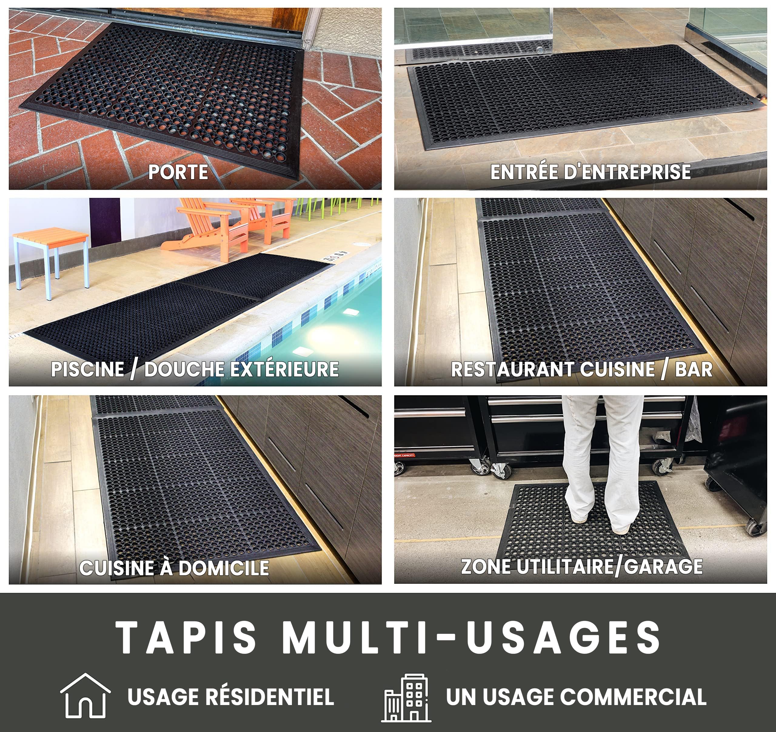 Envelor Anti Fatigue Rubber Floor Mat Non-Slip Restaurant Mat For Floors Bar Drainage Mat Doormat Utility Garage Home Slip Pool Entry 24 X 36 Inches