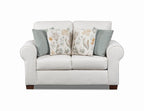 American Furniture Classics Beaujardin Loveseat with Four Throw Pillows Sofas, Soft Washed Cream Tweed