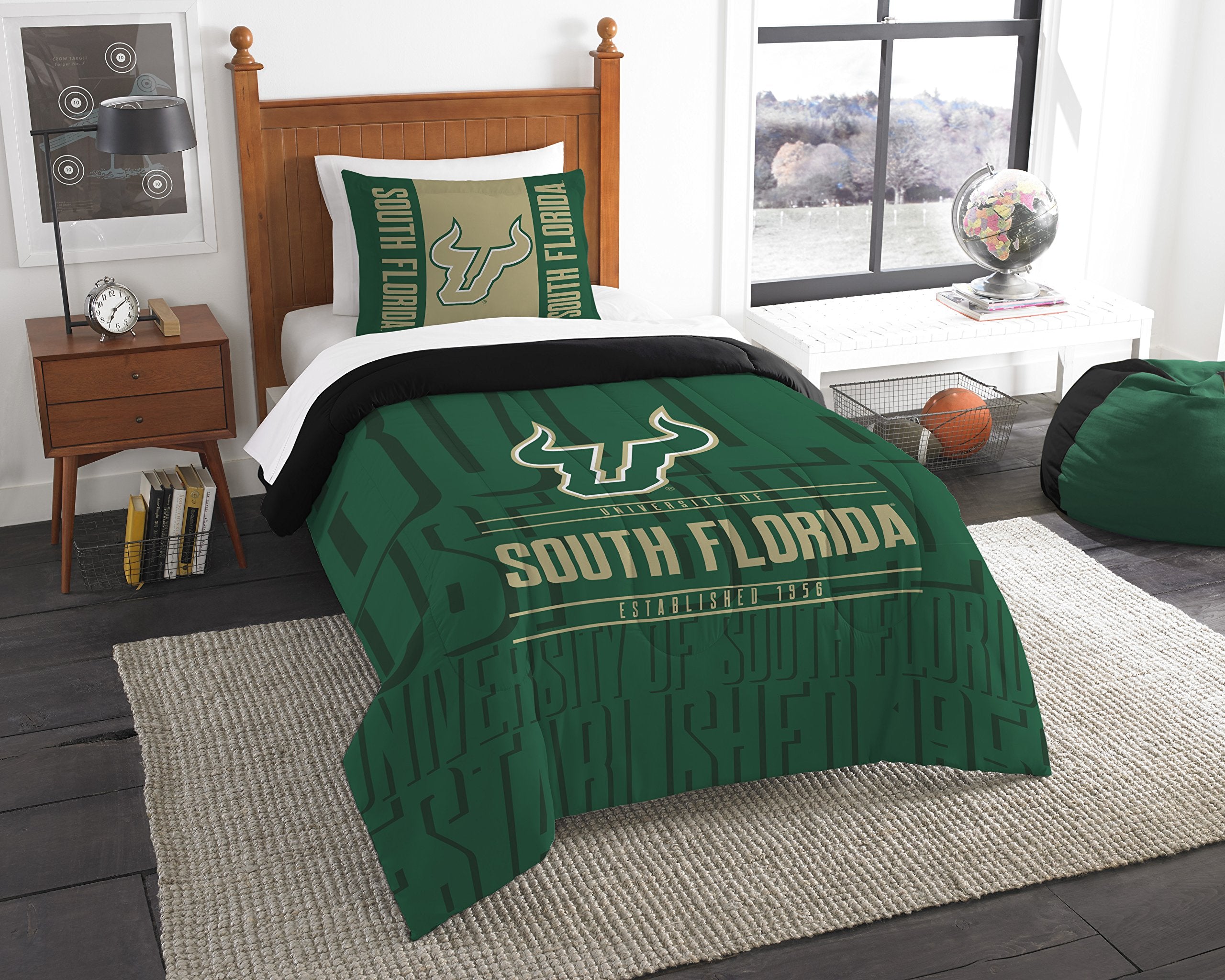 Northwest Officially Licensed Ncaa South Florida Bulls Modern Take Twin Comforter And Sham